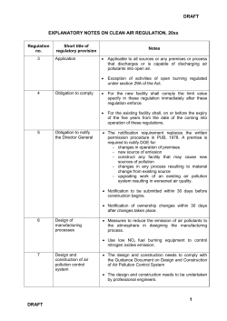 EXPLANATORY NOTES ON CLEAN AIR REGULATION, 20xx