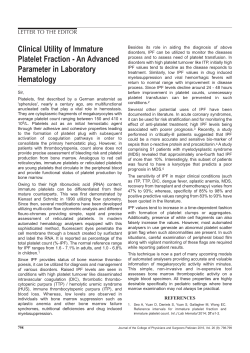 Clinical Utility of Immature Platelet Fraction