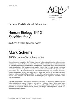 A-level Human Biology Mark scheme Unit 9 - Written Synoptic