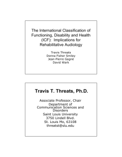 The International Classification of Functioning, Disability