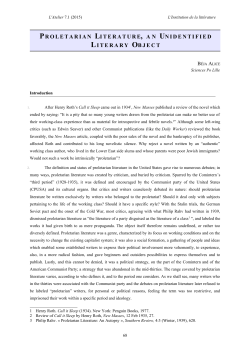 PROLETARIAN LITERATURE, A N UNIDENTIFIED LITERARY