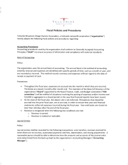 Fiscal Policies and Procedures - Telluride Mountain Village Owner`s