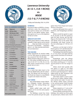 Lawrence University (6-12-1, 5-8-1 NCHA) vs. MSOE (12-7-0, 7-7