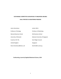 1 sustainable competitive advantage at singapore airlines