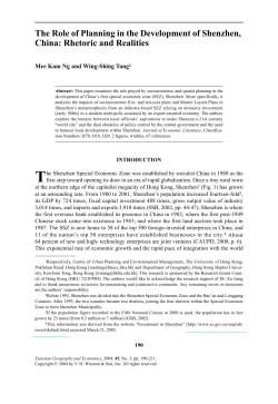 The Role of Planning in the Development of Shenzhen, China