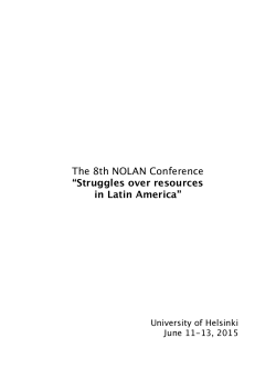 The 8th NOLAN Conference &ldquo;Struggles over resources in Latin