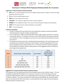 Summary K-5 Chinese Word Frequency