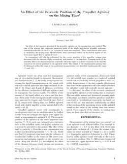 An Effect of the Eccentric Position of the Propeller Agitator on the