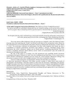 1 R&eacute;sum&eacute;s : Atelier n&deg;5 : Soci&eacute;t&eacute; d`&Eacute;tudes Anglaises