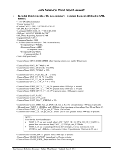 Salient Wheel Impact Data Summary Definition