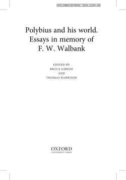 Polybius and his world. Essays in memory of F. W. Walbank