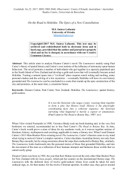 On the Road to Hokitika: The Epics of a New Constellation