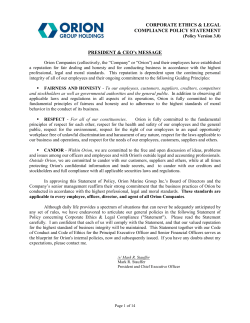 Corporate Ethics and Legal Compliance Policy