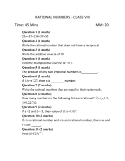 RATIONAL NUMBERS - CLASS VIII Time: 45 Mins MM: 20