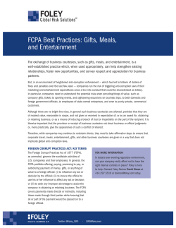 FCPA Best Practices: Gifts, Meals, and Entertainment
