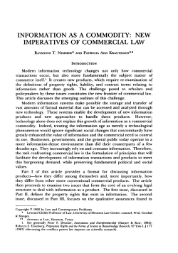 Information as a Commodity: New Imperatives of Commercial Law