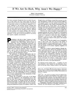 If We Are So Rich, Why Aren`t We Happy?