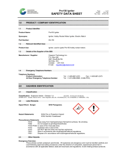 Pro150&reg; Igniter Kit Safety Data Sheet