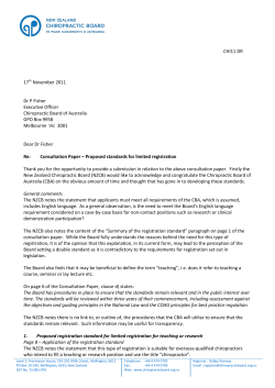 Chiropractic Board - Consultation Submission