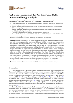 Cellulose Nanocrystals (CNCs) from Corn Stalk: Activation Energy