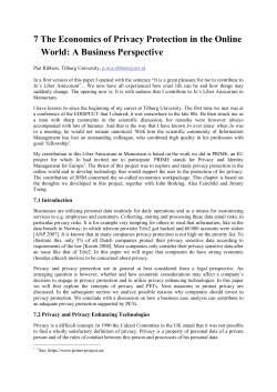 7 The Economics of Privacy Protection in the Online World: A
