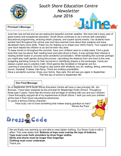 South Shore Education Centre Newsletter June 2016