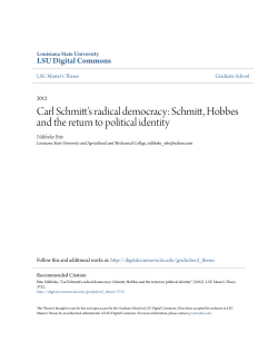 Carl Schmitt`s radical democracy: Schmitt, Hobbes and the return to