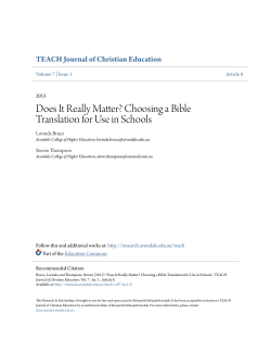 Does It Really Matter? Choosing a Bible Translation for Use in Schools