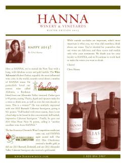 happy 2015! - Hanna Winery