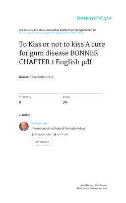 To Kiss or not to kiss A cure for gum disease BONNER CHAPTER 1