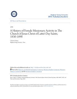 A History of Female Missionary Activity in The Church of Jesus