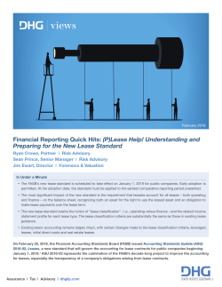 Financial Reporting Quick Hits: (P)Lease Help! Understanding and