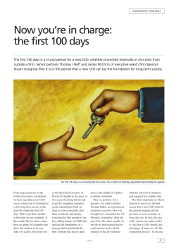 Now you`re in charge: the first 100 days