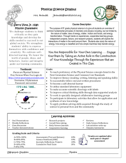 Physical Science Syllabus You Are Responsible for