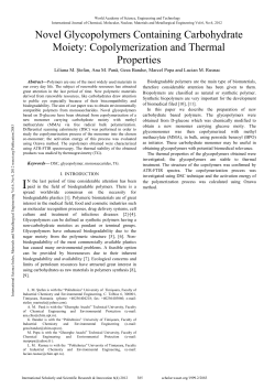 Novel Glycopolymers Containing Carbohydrate Moiety