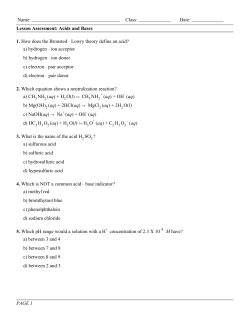 1. How does the Bronsted Lowry theory define an acid? a) hydrogen