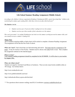 summer reading assignments - Oak Cliff Secondary
