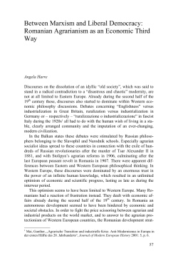 Romanian Agrarianism as an Economic Third Way