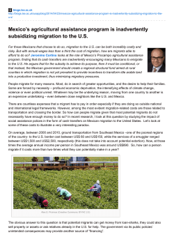 Mexico`s agricultural assistance program is inadvertently subsidizing