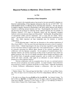 Beyond Politics in Wartime: Zhou Zuoren, 1931-1945