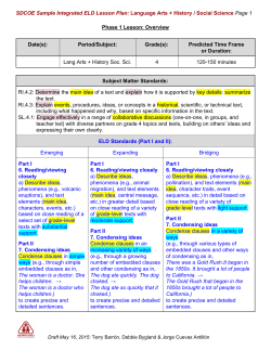 SDCOE Sample Integrated ELD Lesson Plan