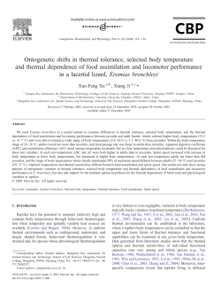 Ontogenetic shifts in thermal tolerance, selected body temperature