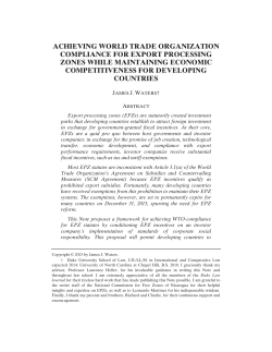 achieving world trade organization compliance for export processing