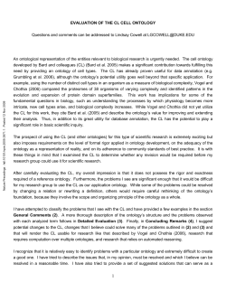 EVALUATION OF THE CL CELL ONTOLOGY Questions and