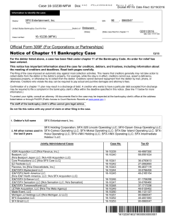 Notice Of Chapter 11 Bankruptcy Case