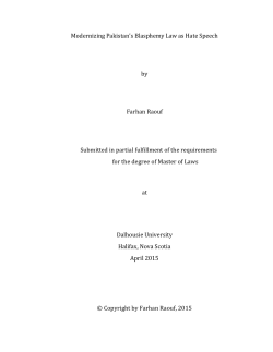 Modernizing Pakistan`s Blasphemy Law as Hate Speech by Farhan