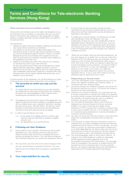 Terms and Conditions for Tele-electronic Banking Services (Hong