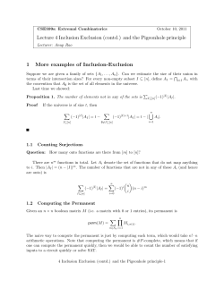 Lecture 4 Inclusion Exclusion (contd.) and the Pigeonhole principle