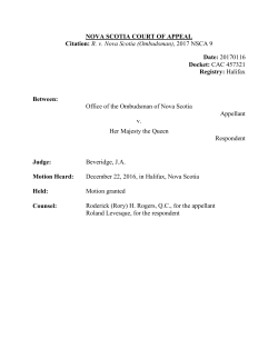 R. v. Nova Scotia (Ombudsman), 2017 NSCA 9 Date: 20170116