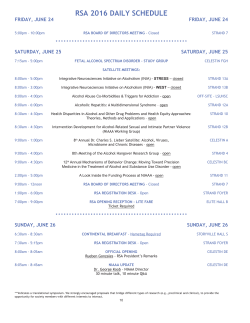 Daily Schedule - Research Society on Alcoholism